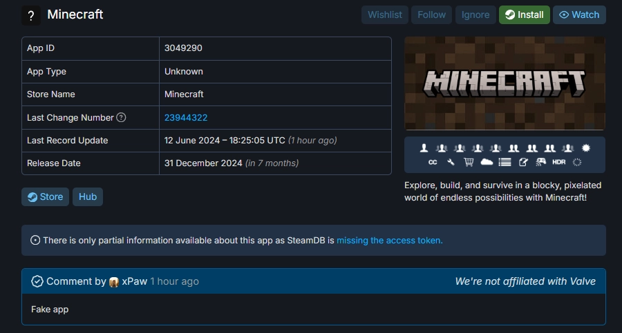 Página falsa de Minecraft surge no Steam e engana fãs 1 minecraft-steam-109165.webp