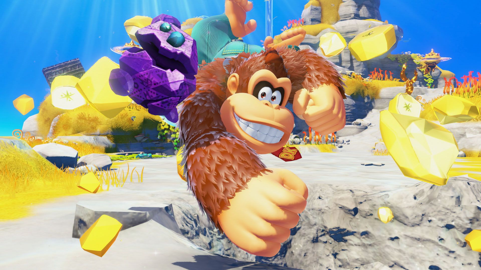 Nintendo estaria restrigindo acesso ao dev kit do Switch 2 para evitar títulos de baixa qualidade 1 Donkey Kong em pose dinâmica rodeado de cristais flutuantes em cenário de jogo 3D colorido