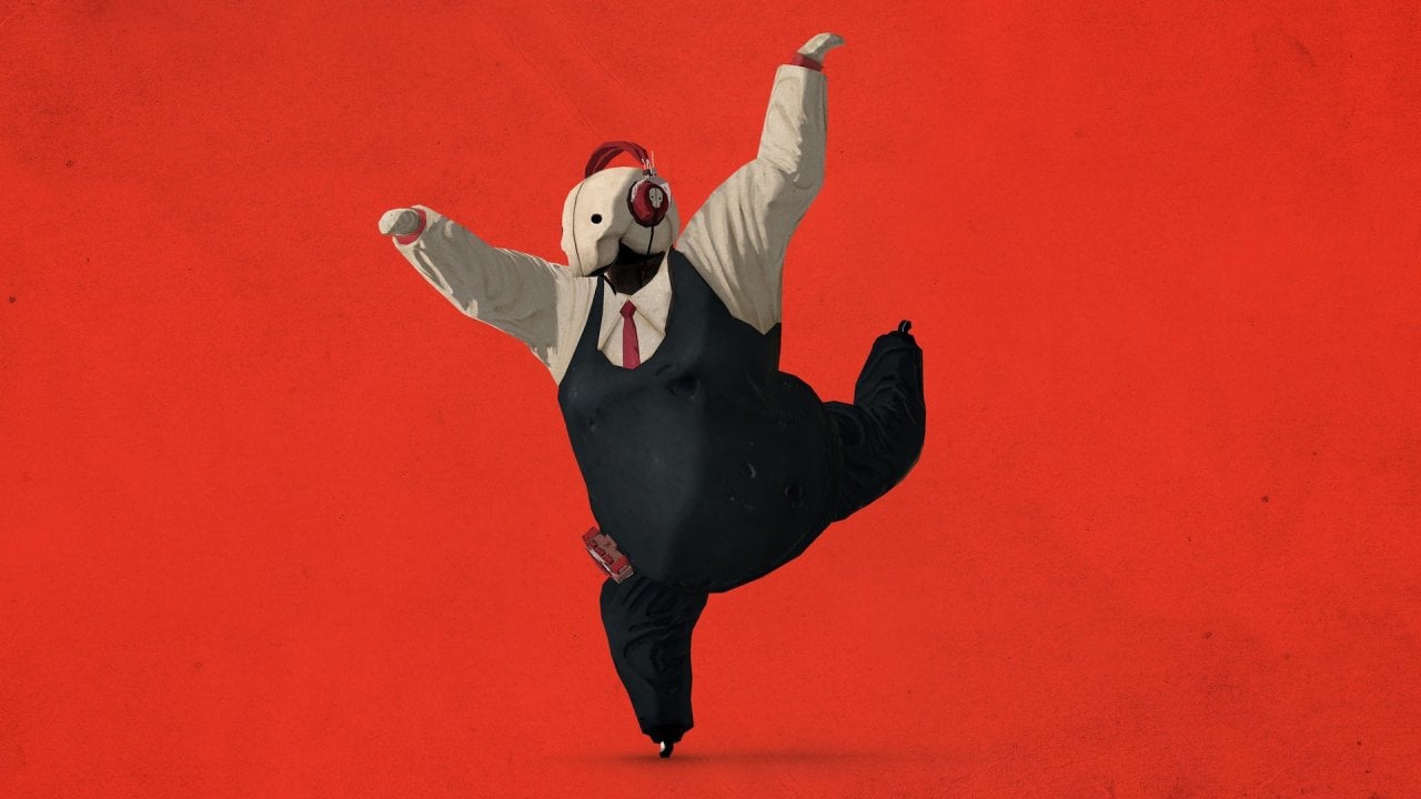 Felix the Reaper é o novo jogo gratuito na Epic Games Store 1 Felix, o protagonista mascarado de Felix the Reaper, em pose dramática de dança sobre fundo laranja.