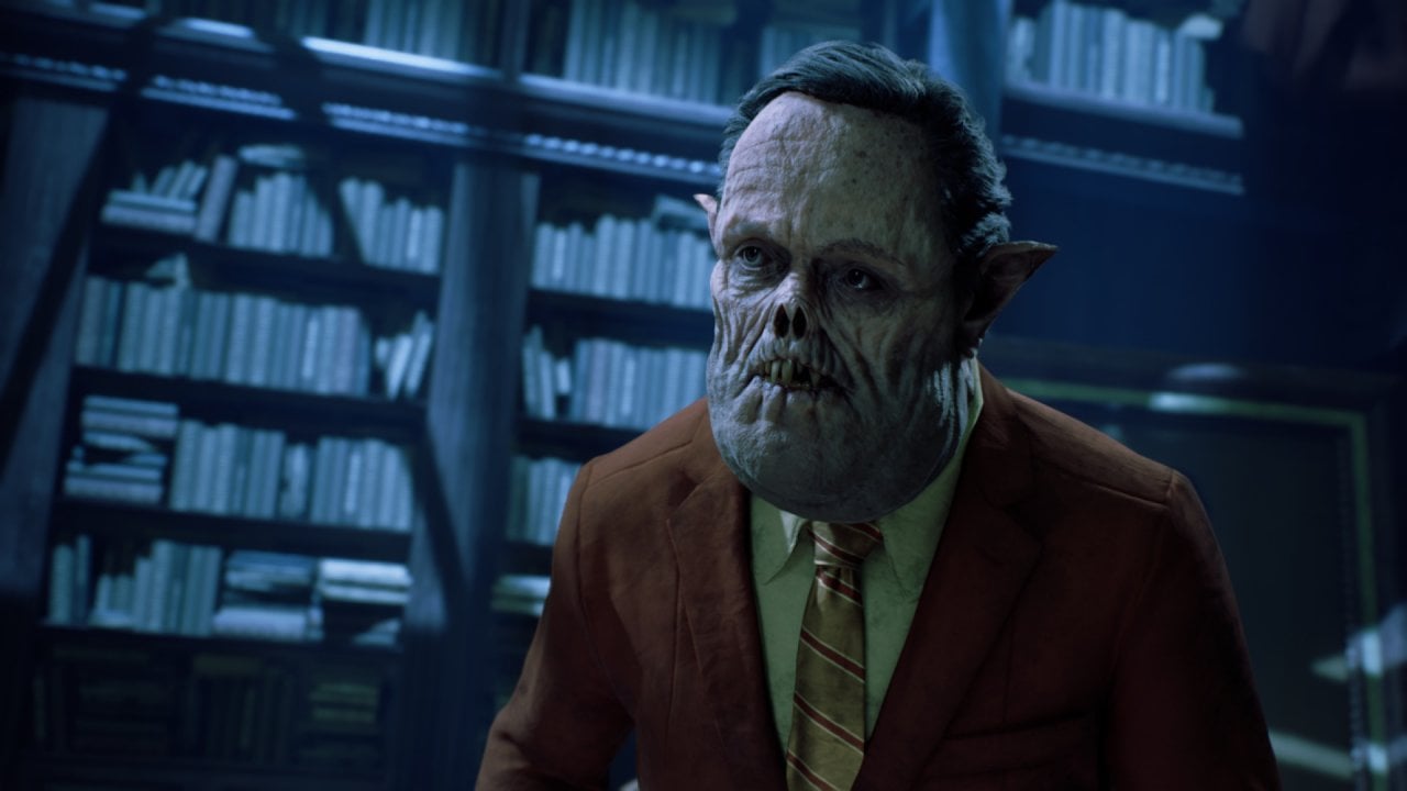 Paradox admite vendas abaixo do esperado para Vampire: Bloodlines 2 e muda estratégia para o futuro 1 Figura grotesca de um vampiro monstruoso em terno formal na biblioteca sombria de Vampire: The Masquerade - Bloodlines 2