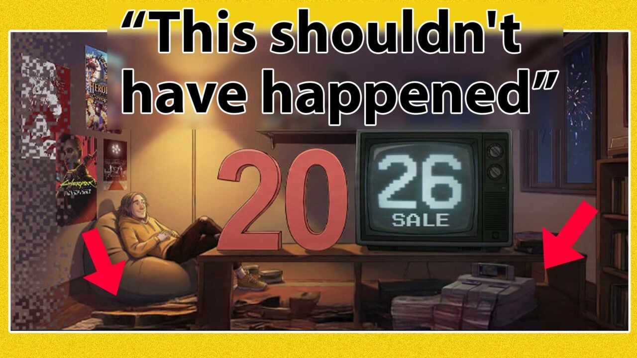 GOG admite ter usado IA em banner: "Não temos os recursos infinitos dos gigantes da indústria" 1 Banner de promoção criado por IA exibindo sala retrô de videogames, numeral 20, TV CRT com ‘SALE’ e itens de jogos espalhados.