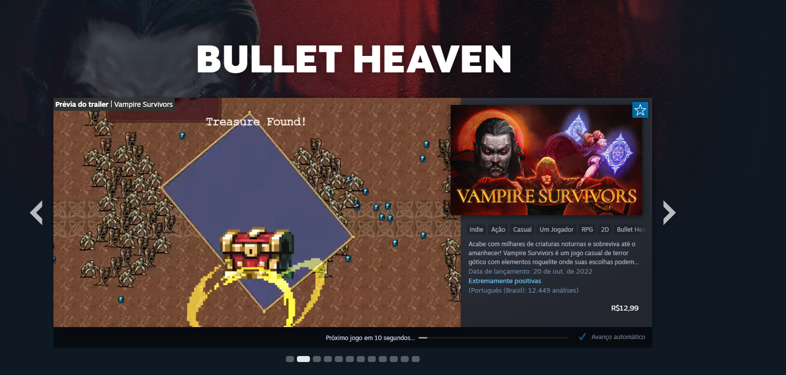 Gênero "Bullet Heaven" ganha tag no Steam após sucesso de Vampire Survivors 1 Captura de tela 2026 05 19 115412